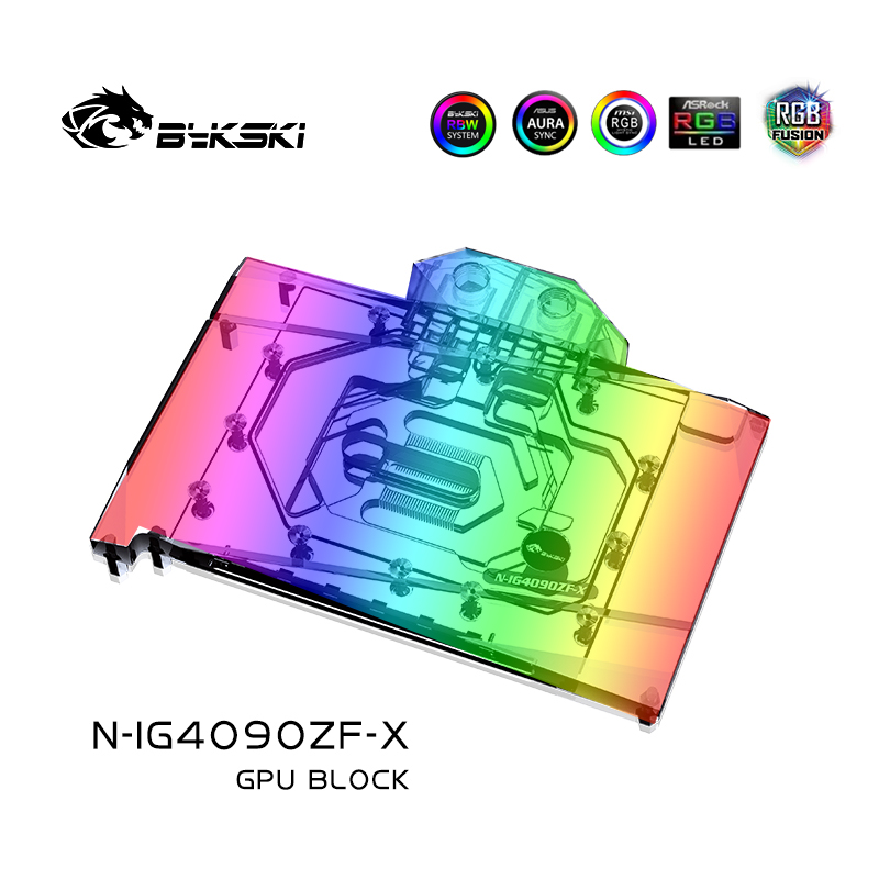 Rtx 4090 Water Block Full Cover - Bykski-カラフルなigame rtx 4090、バトルアックスビデオカード、水冷、フルカバー、ラジエーター、N-IG4090ZF-X用のGPUブロックの使用